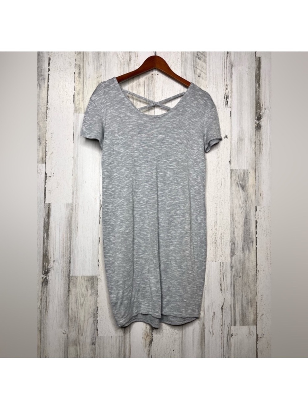 Juicy Couture Criss Cross Neck T Shirt Dress Short Sleeve Gray Small - Picture 4 of 14